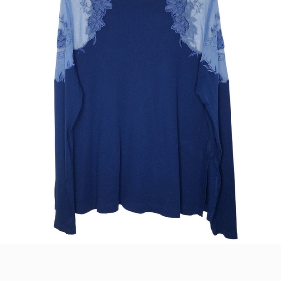 FREE PEOPLE Daniella Illusion mesh insert long sleeve micro ribbed in oc… - Picture 5 of 6